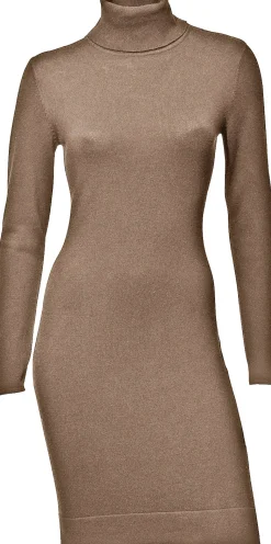 Kleider|heine Strickkleid camel