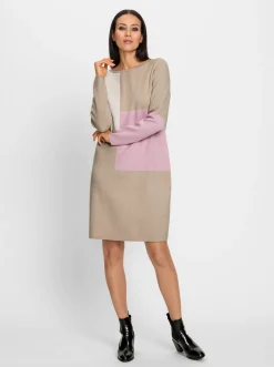 Kleider|heine Strickkleid beige-ecru-gemustert