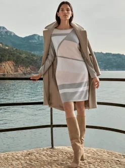 Kleider|heine Strickkleid graphit-ecru