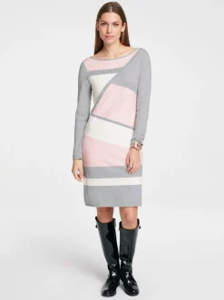 Kleider|heine Strickkleid graphit-ecru