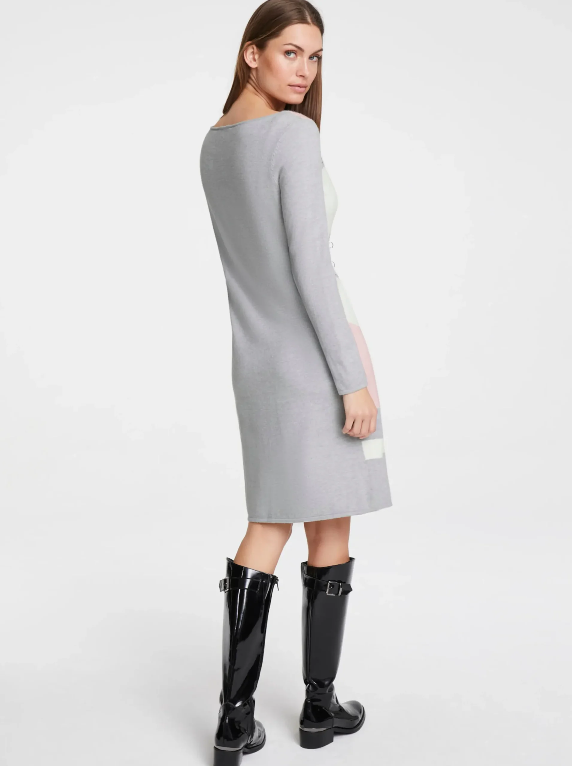 Kleider|heine Strickkleid graphit-ecru