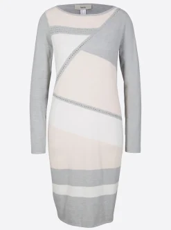 Kleider|heine Strickkleid graphit-ecru