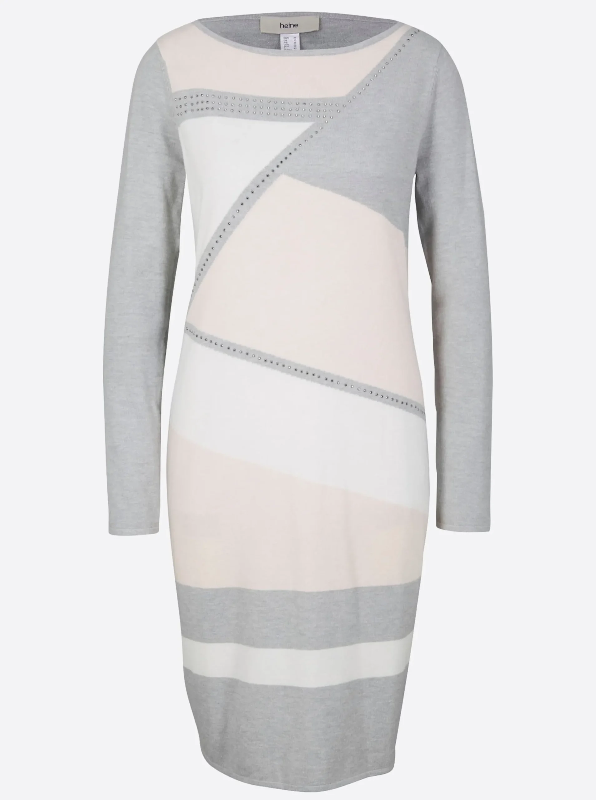 Kleider|heine Strickkleid graphit-ecru