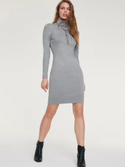 Kleider|heine Strickkleid grau-melange