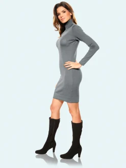 Kleider|heine Strickkleid grau-melange