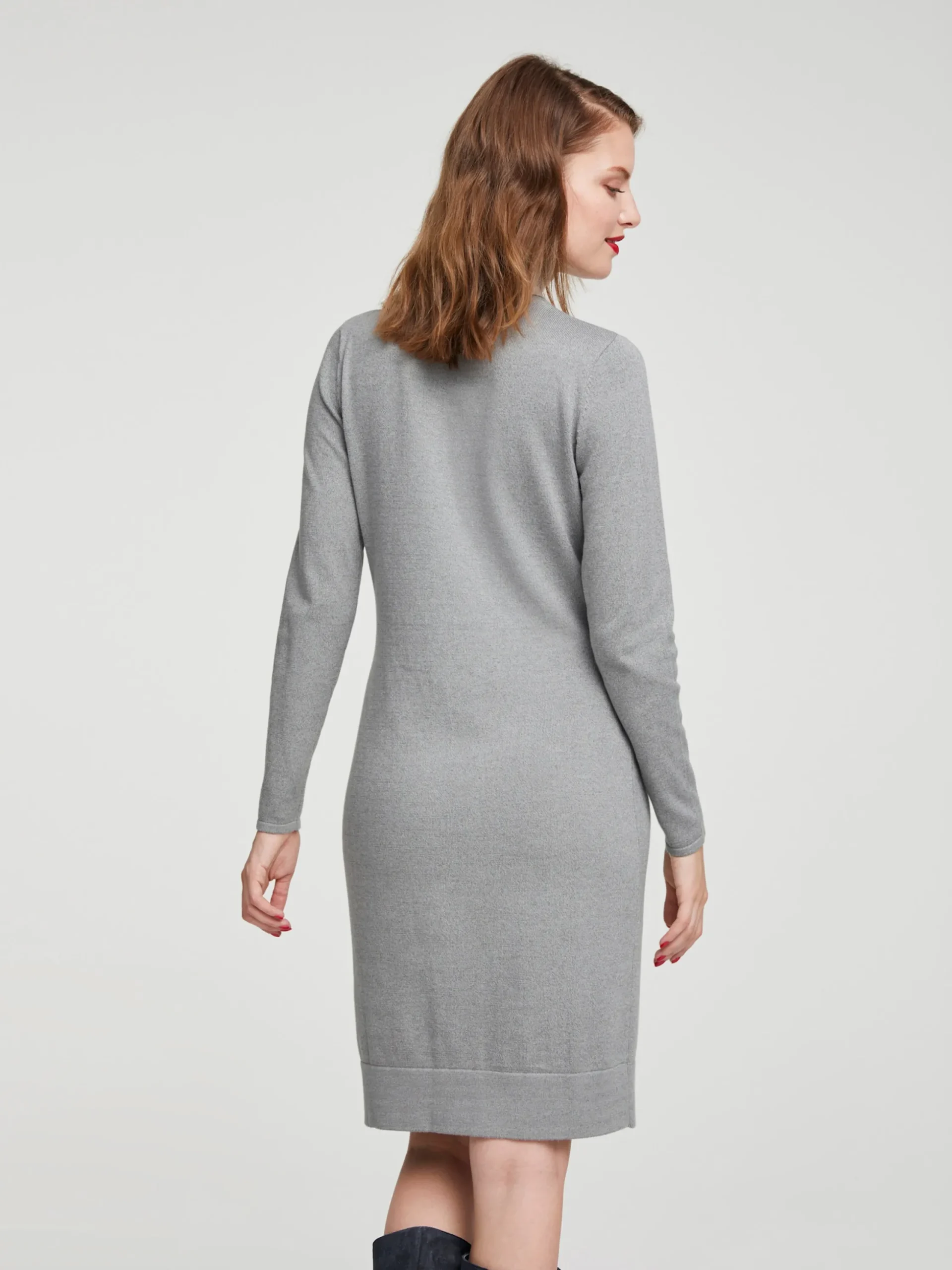 Kleider|heine Strickkleid grau-melange