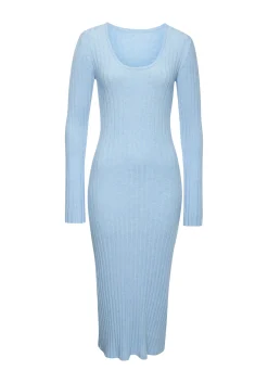 Kleider| Strickkleid blau-meliert