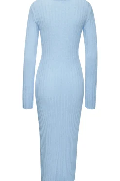 Kleider| Strickkleid blau-meliert