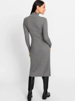 Kleider|heine Strickkleid grau-champagner-meliert