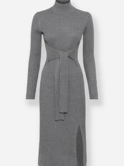 Kleider|heine Strickkleid grau-champagner-meliert