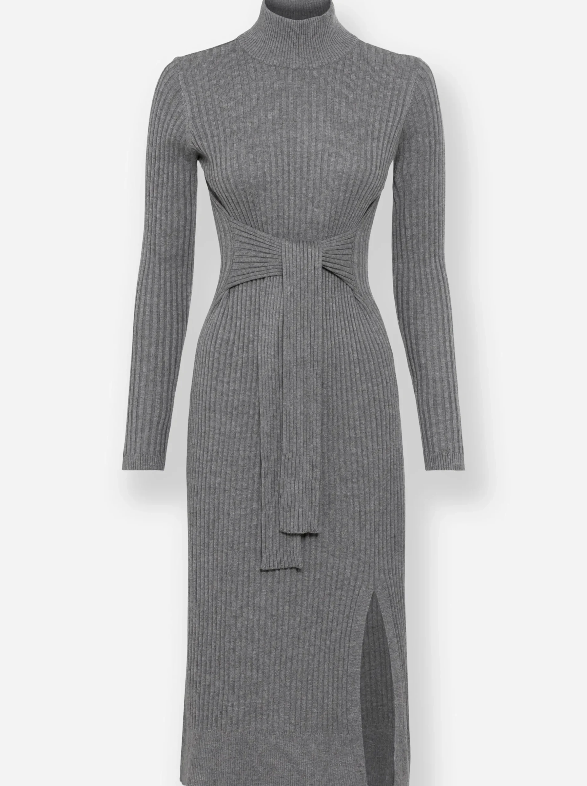 Kleider|heine Strickkleid grau-champagner-meliert