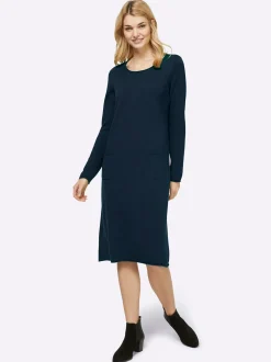 Basics|Kleider|heine Strickkleid im Viskose-Baumwoll-Mix marine