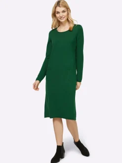 Basics|heine Strickkleid im Viskose-Baumwoll-Mix moos