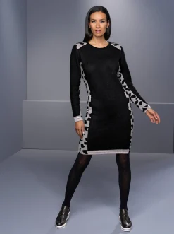 Kleider|heine Strickkleid mit Leo-Muster schwarz