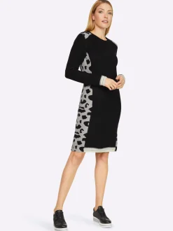 Kleider|heine Strickkleid mit Leo-Muster schwarz