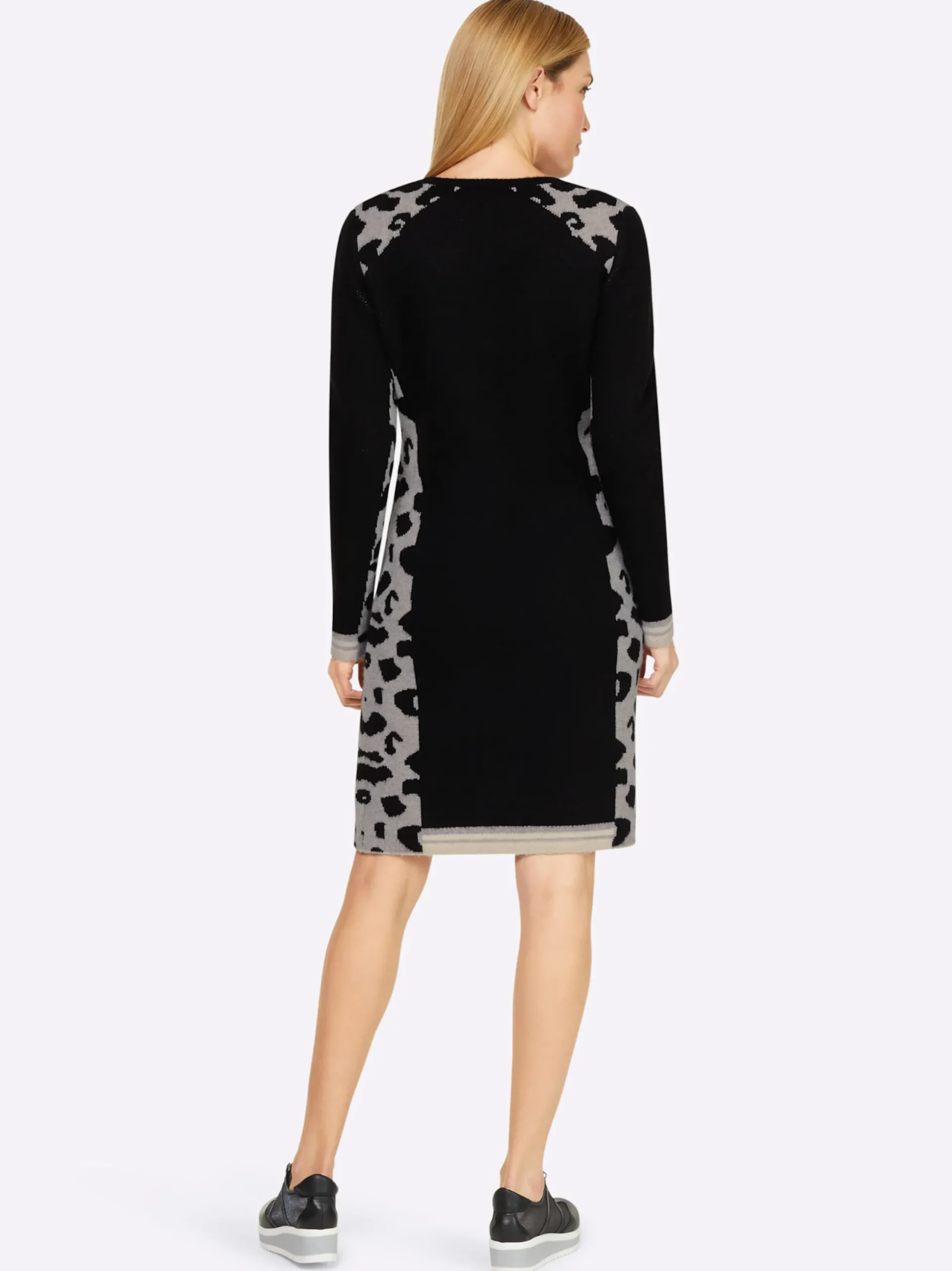 Kleider|heine Strickkleid mit Leo-Muster schwarz