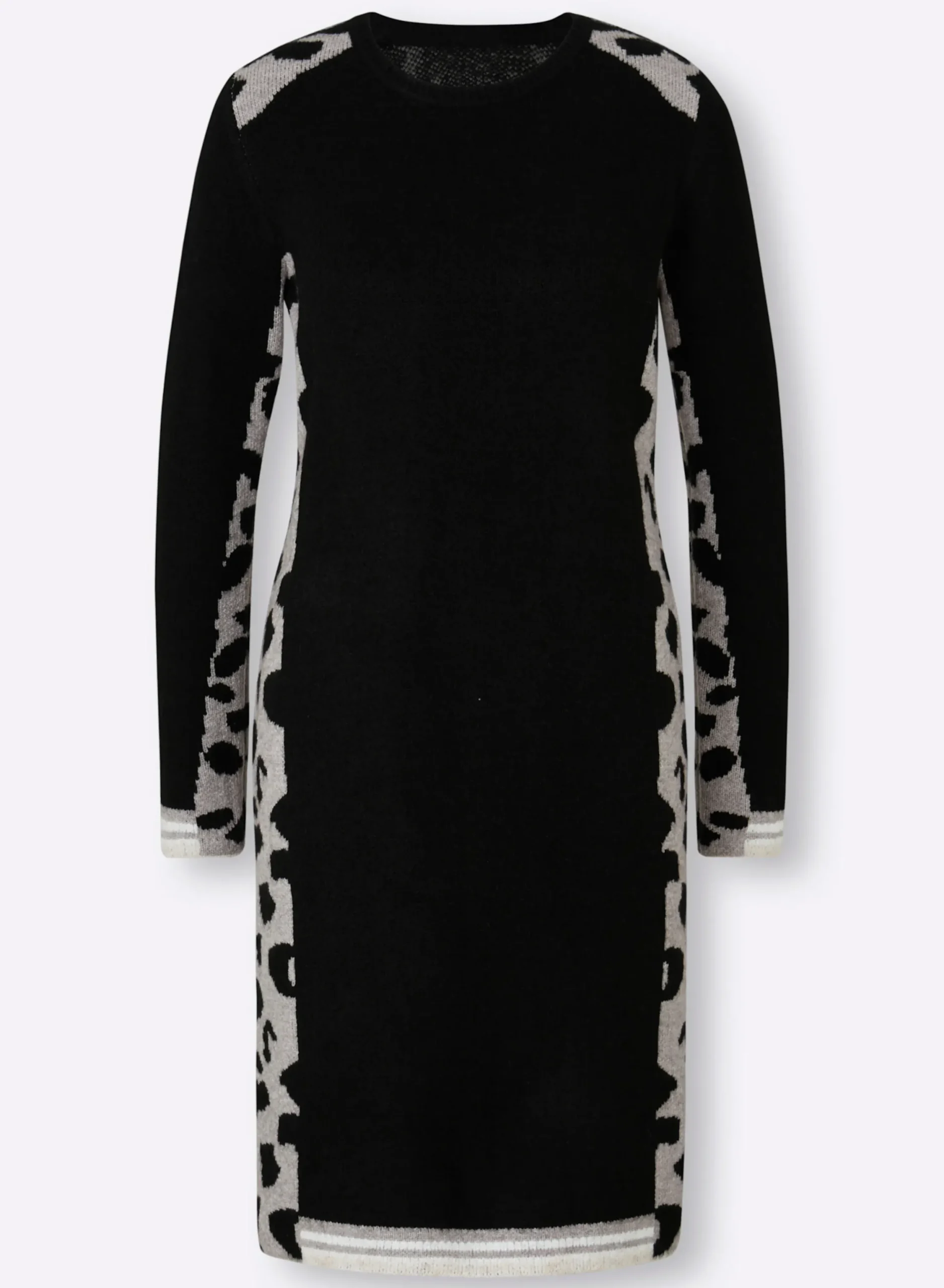 Kleider|heine Strickkleid mit Leo-Muster schwarz