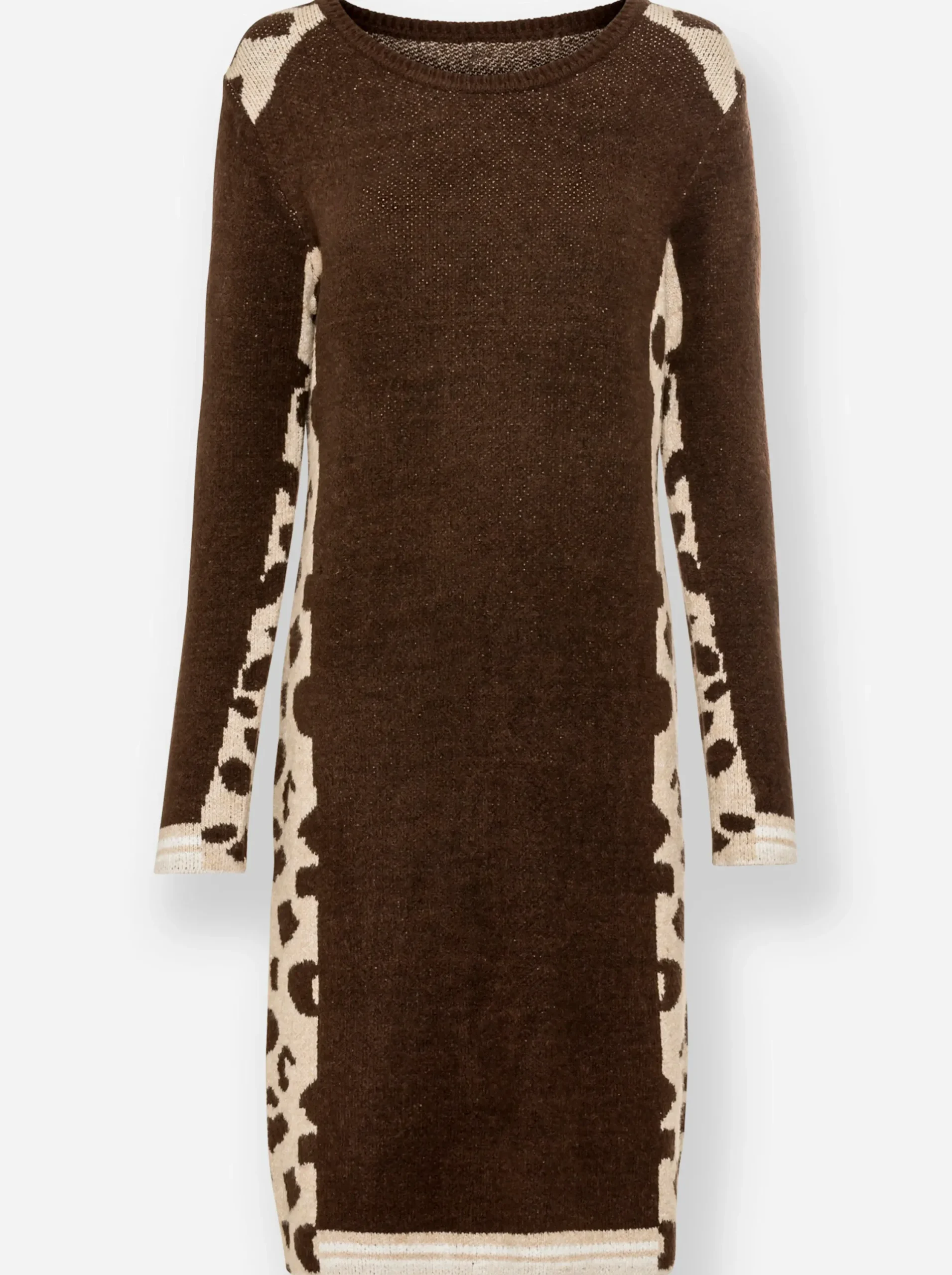 Kleider|heine Strickkleid mit Leo-Muster schoko