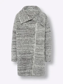 Strickjacken|heine Strickmantel hellgrau-anthrazit-meliert