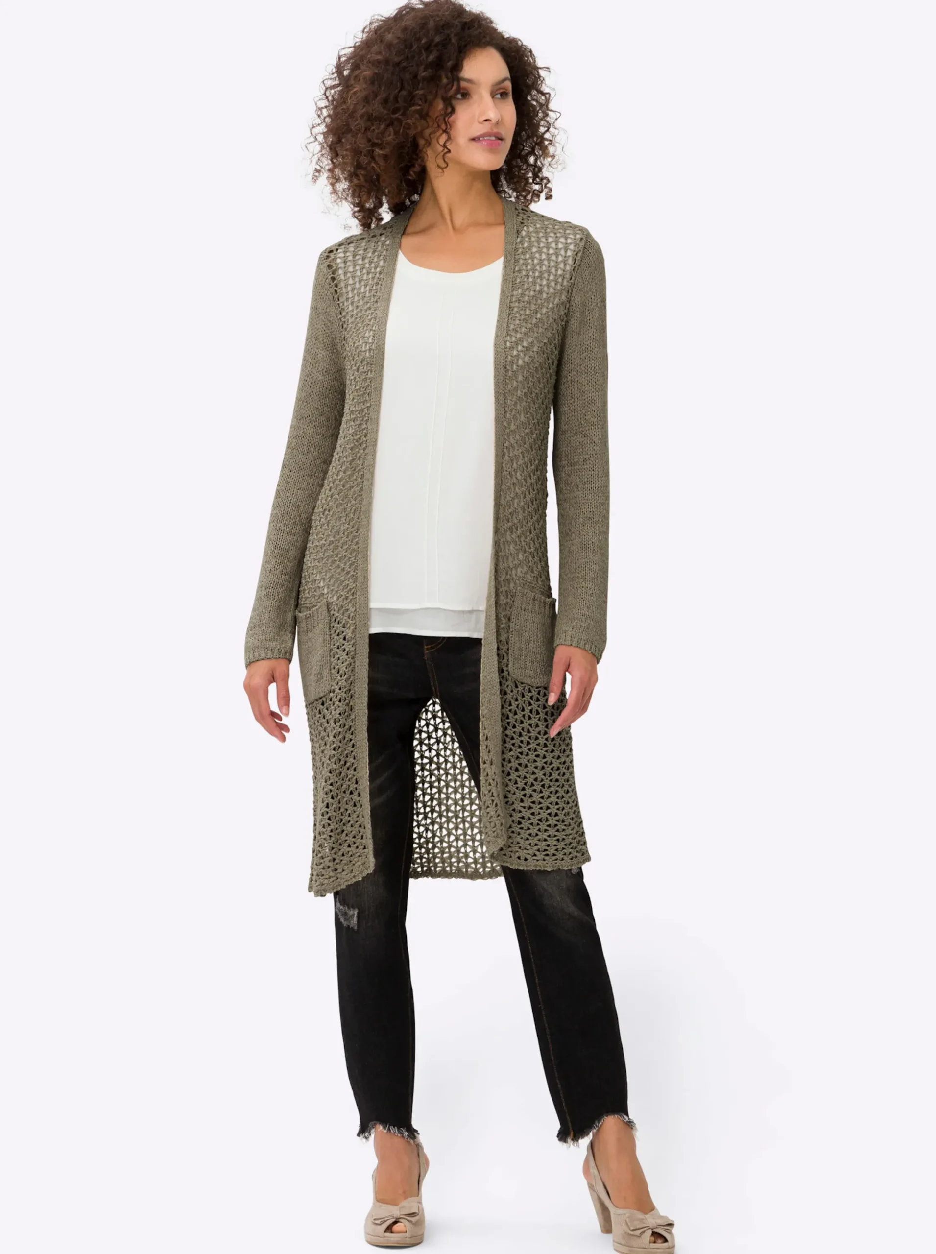 Strickjacken|heine Strickmantel schlamm