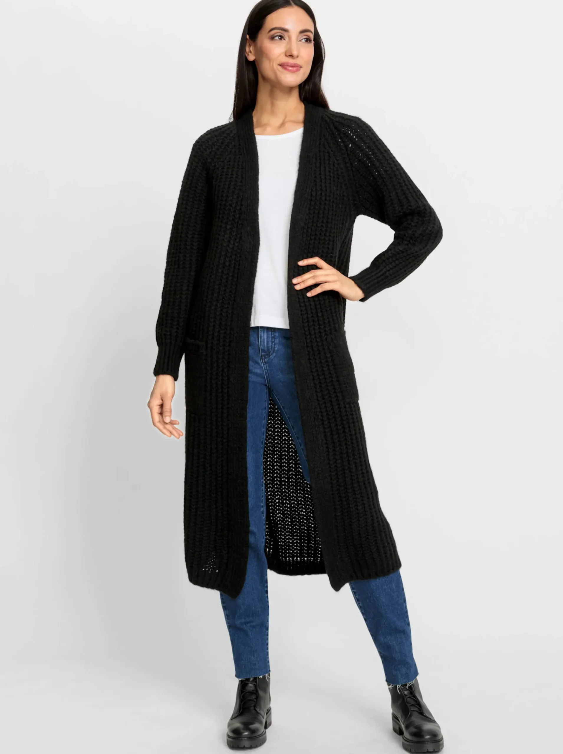 Strickjacken|heine Strickmantel schwarz