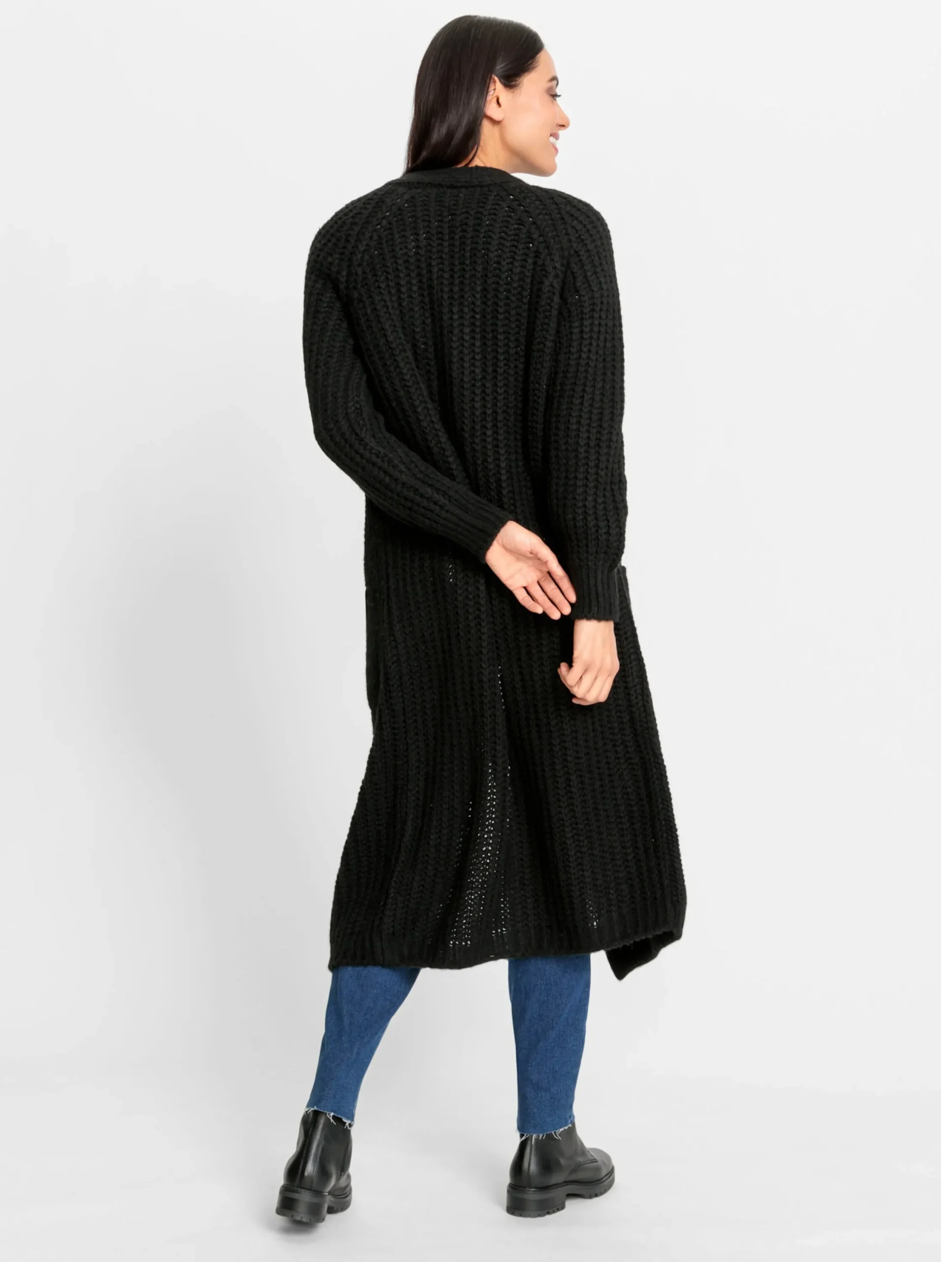 Strickjacken|heine Strickmantel schwarz