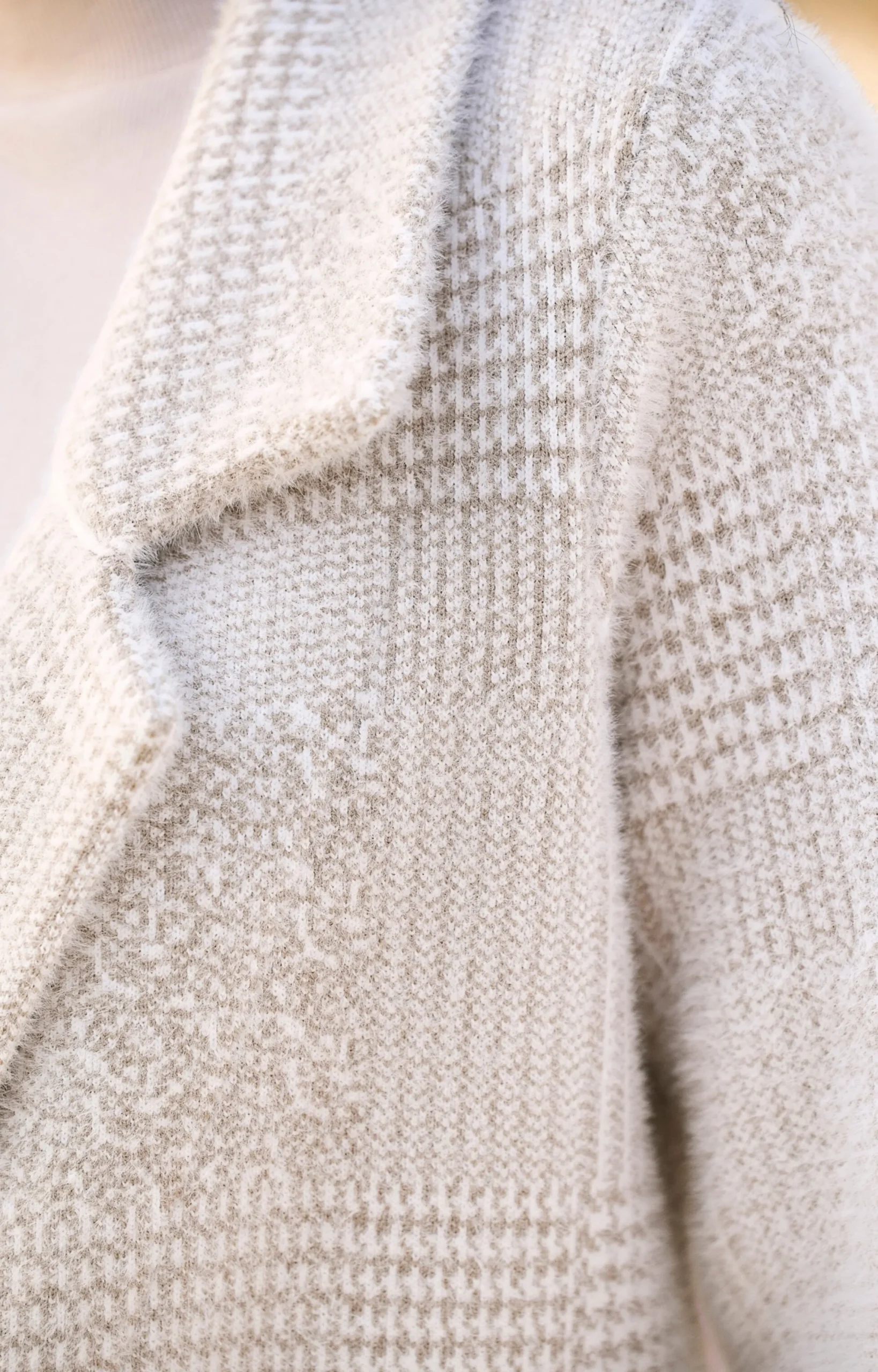 Strickjacken|heine Strickmantel im Karomuster ecru-beige-gemustert
