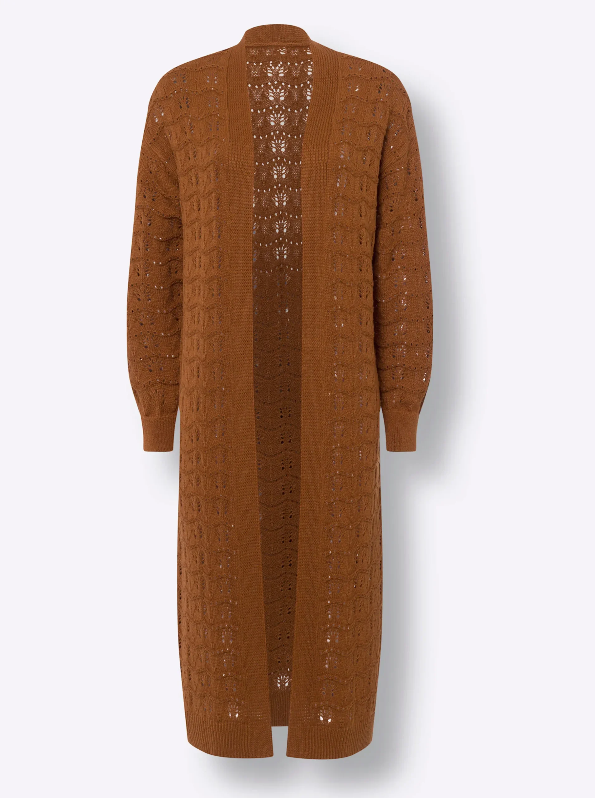 Strickjacken|heine Strickmantel mit Ajourmuster cognac