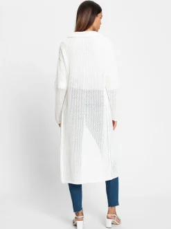 Strickjacken|heine Strickmantel mit Ajourmuster ecru