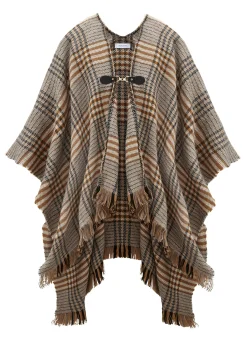 Strickjacken|LASCANA Strickponcho grau-braun