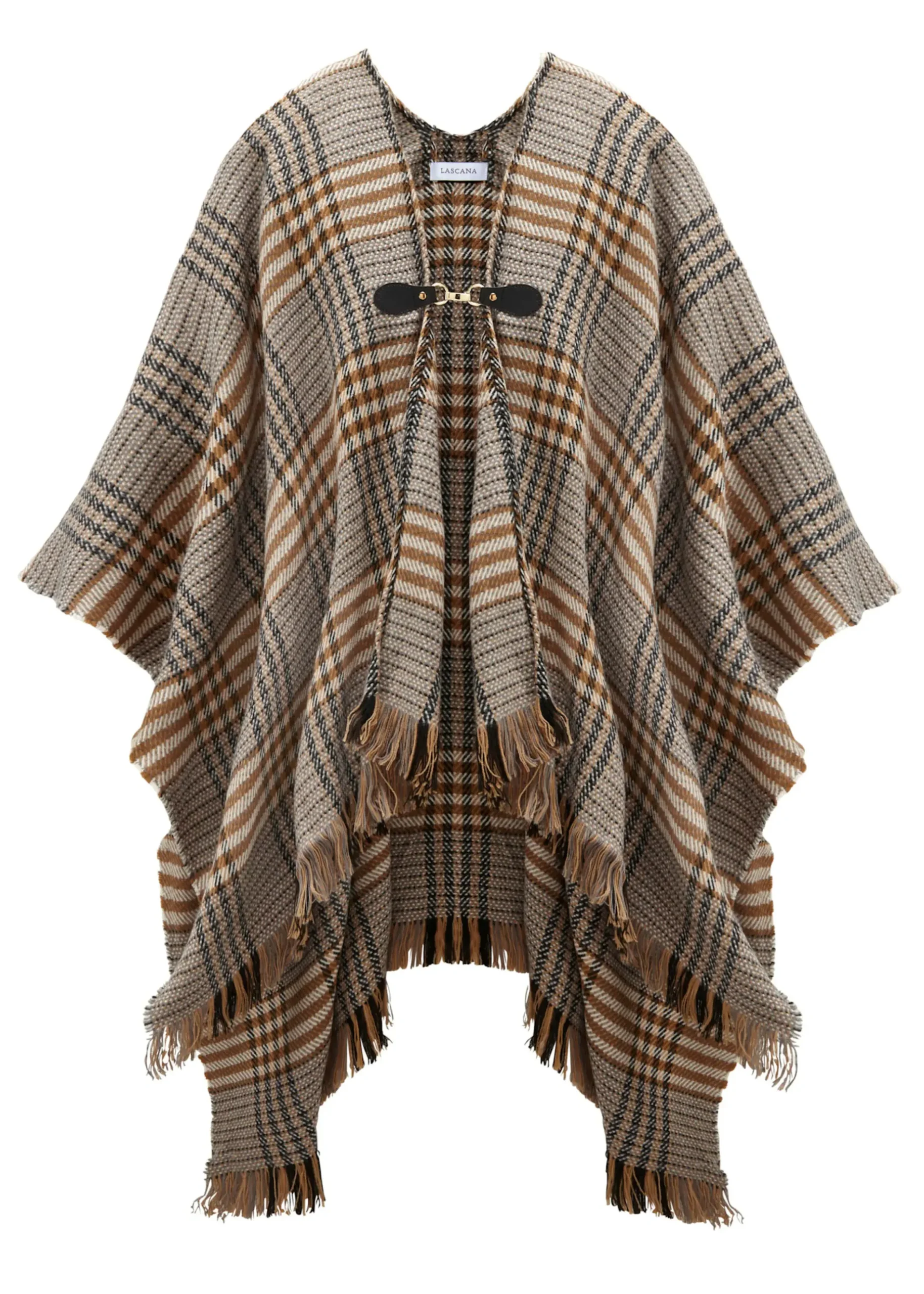 Strickjacken|LASCANA Strickponcho grau-braun