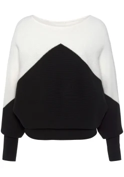 Strandmode|Pullover|LASCANA Strickpullover weiß-schwarz