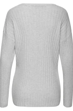 Pullover| Strickpullover hellgrau-meliert
