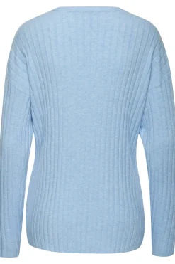 Pullover| Strickpullover blau-meliert
