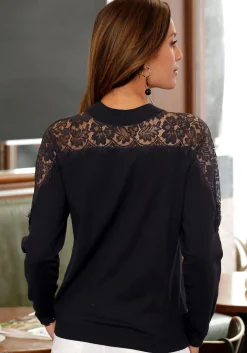 Strandmode|LASCANA Strickpullover schwarz