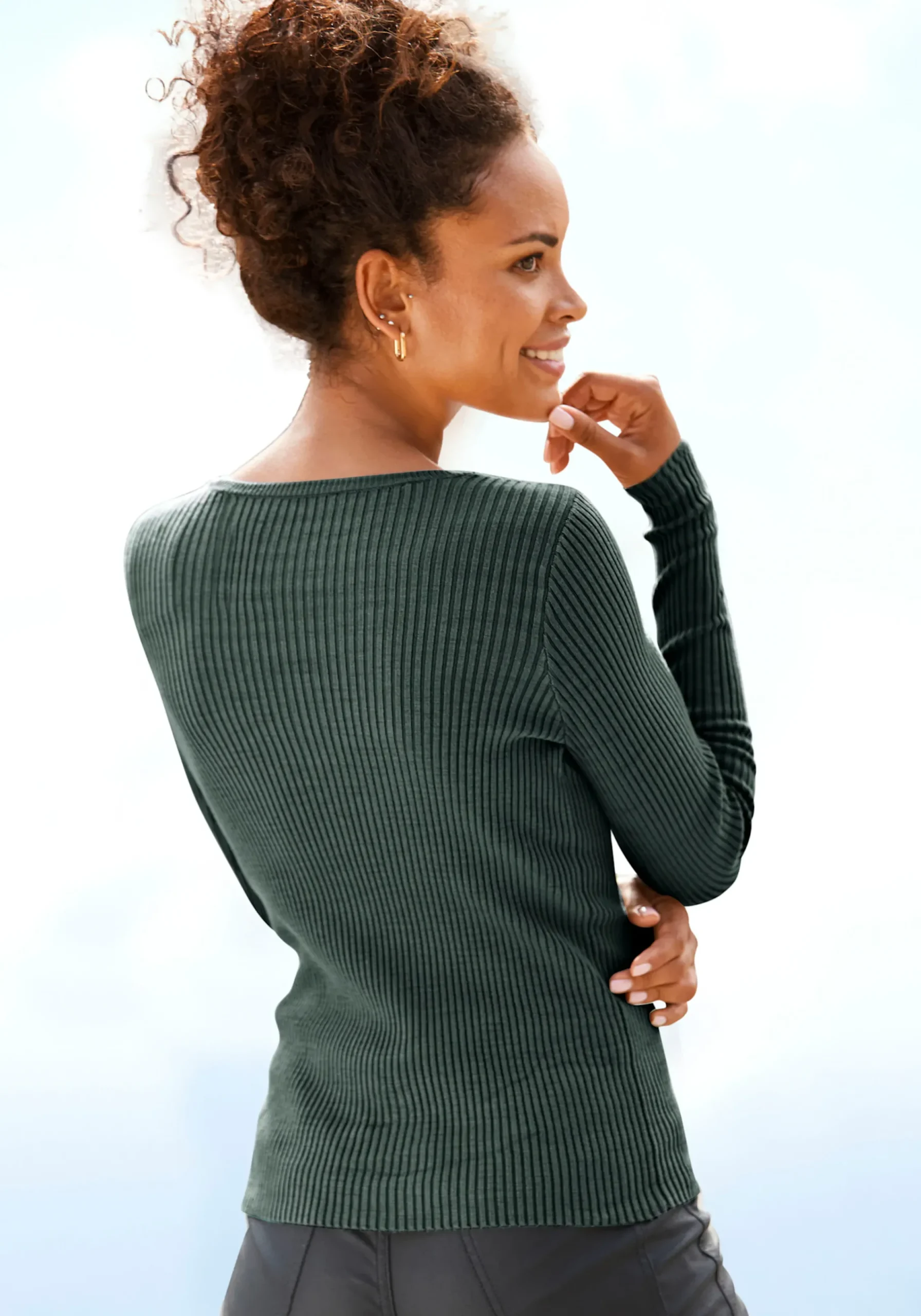 Pullover|LASCANA Strickpullover olivgrün