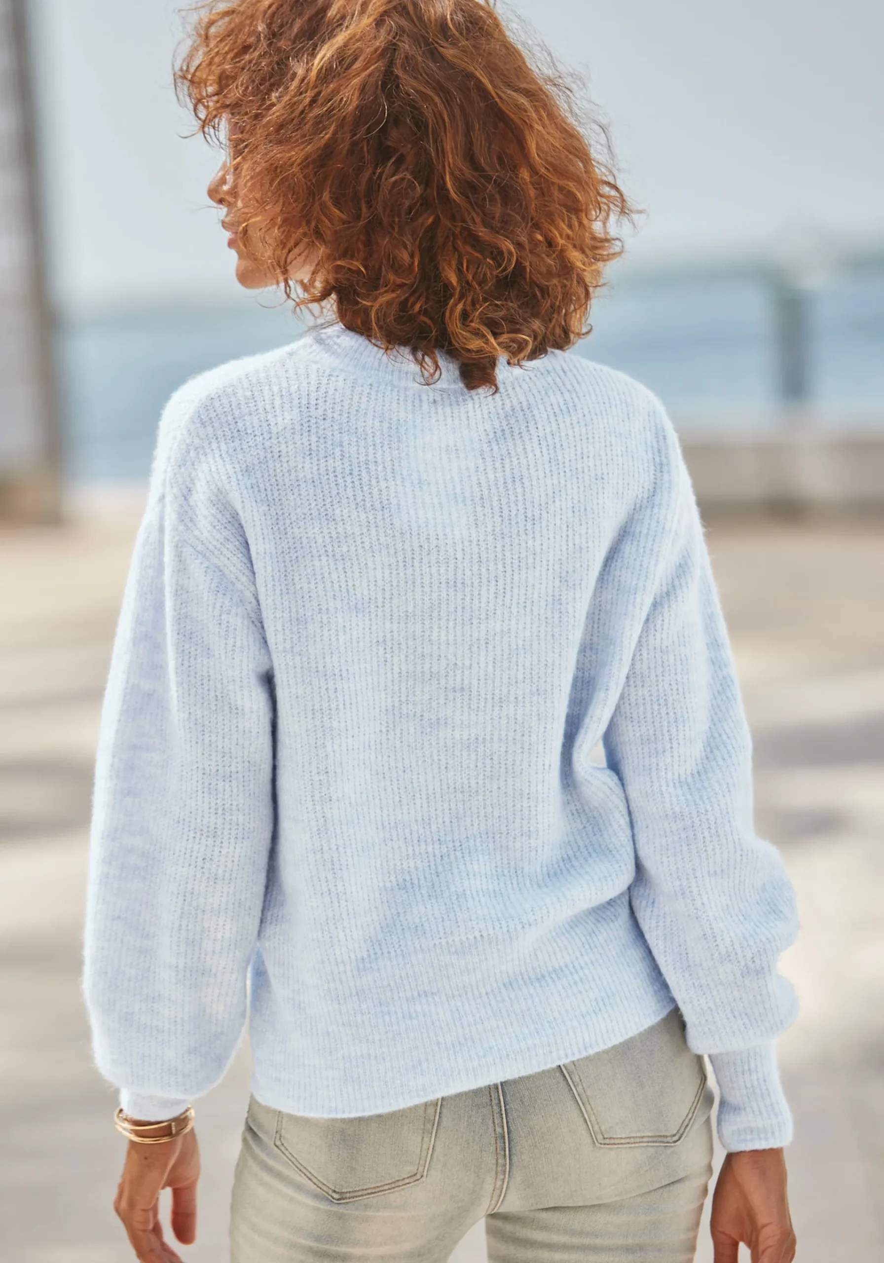 Pullover|LASCANA Strickpullover hellblaumeliert