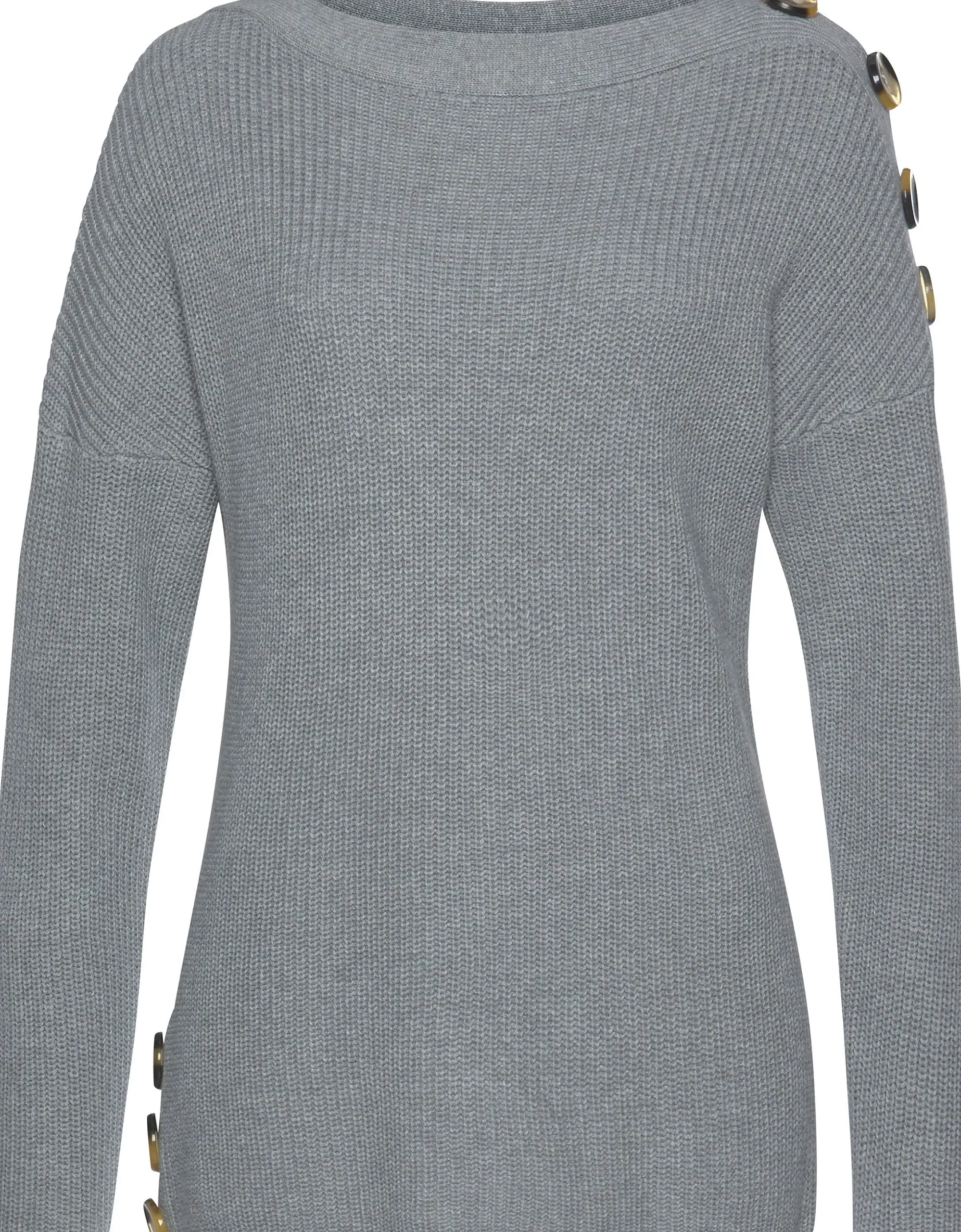 Pullover|LASCANA Strickpullover hellgrau-meliert