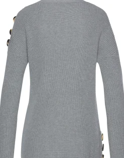Pullover|LASCANA Strickpullover hellgrau-meliert