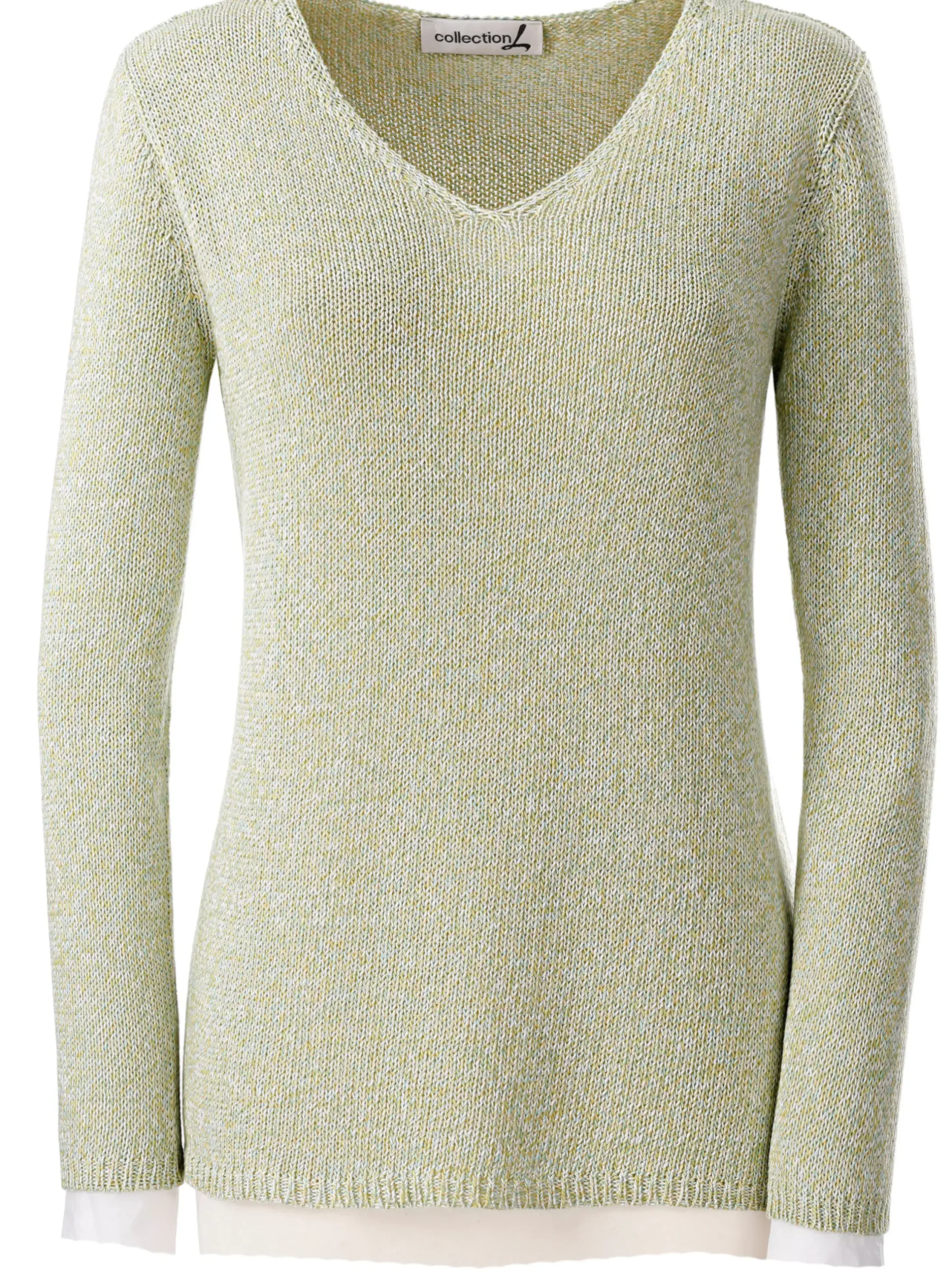 Pullover| Strickpullover aus Melangegarn grün-meliert