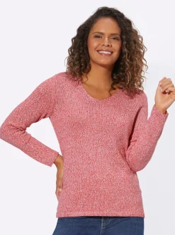 Pullover| Strickpullover aus Melangegarn koralle-meliert
