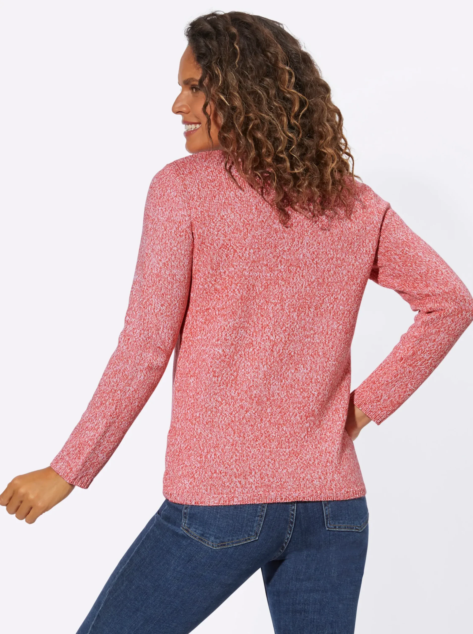 Pullover| Strickpullover aus Melangegarn koralle-meliert