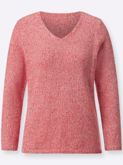 Pullover| Strickpullover aus Melangegarn koralle-meliert
