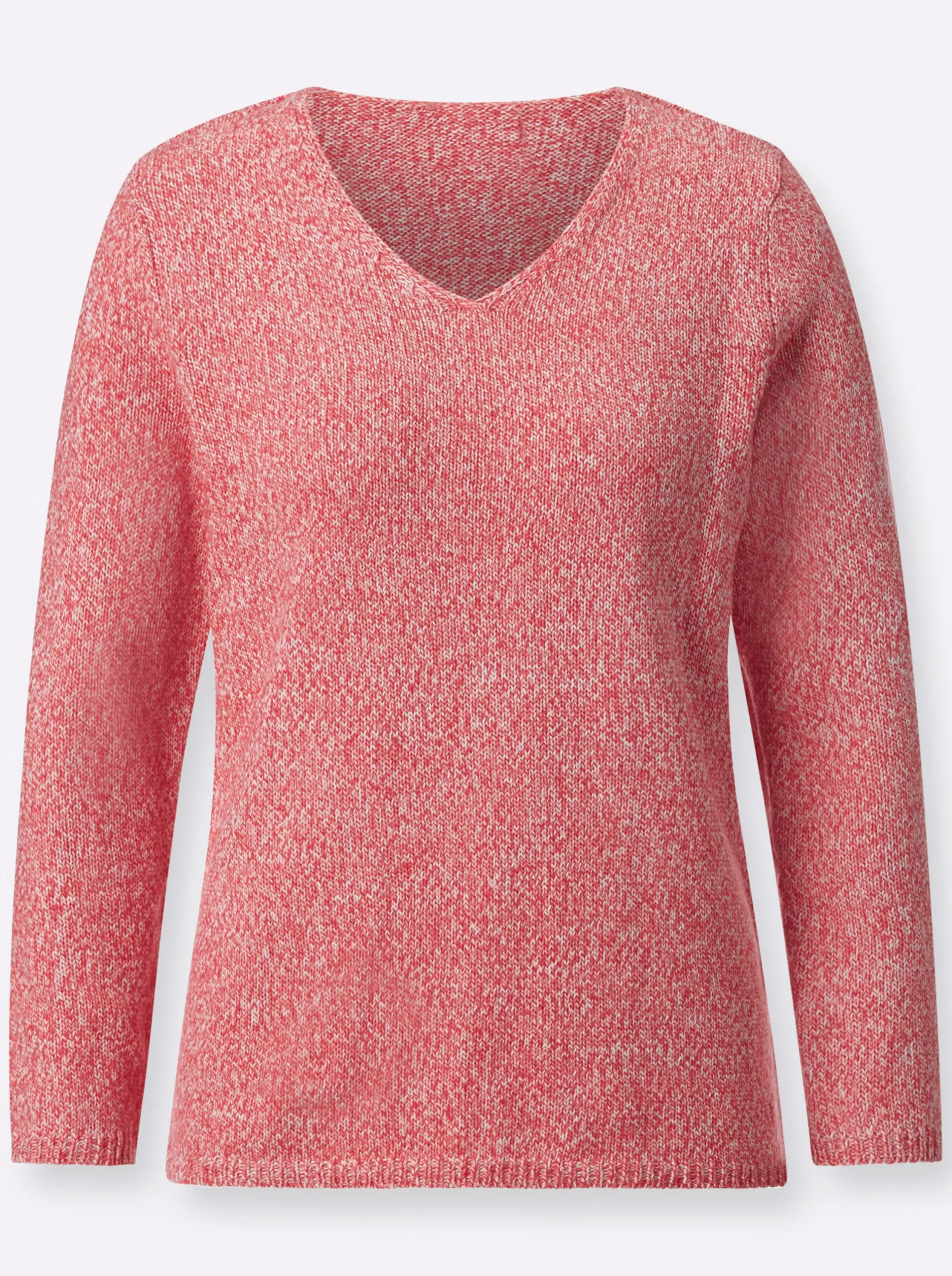 Pullover| Strickpullover aus Melangegarn koralle-meliert