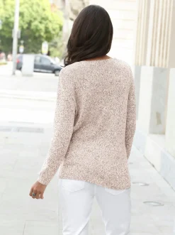 Pullover| Strickpullover aus Melangegarn beige-meliert