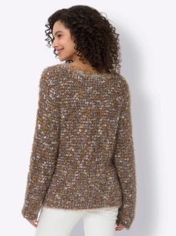 Pullover|heine Strickpullover in Melange-Qualität, Feinstrick braun-ocker-meliert
