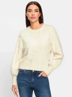 Pullover|heine Strickpullover mit Ballon-Ärmel champagner