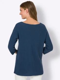 Pullover|heine Strickpullover mit Effekt-Strick jeansblau
