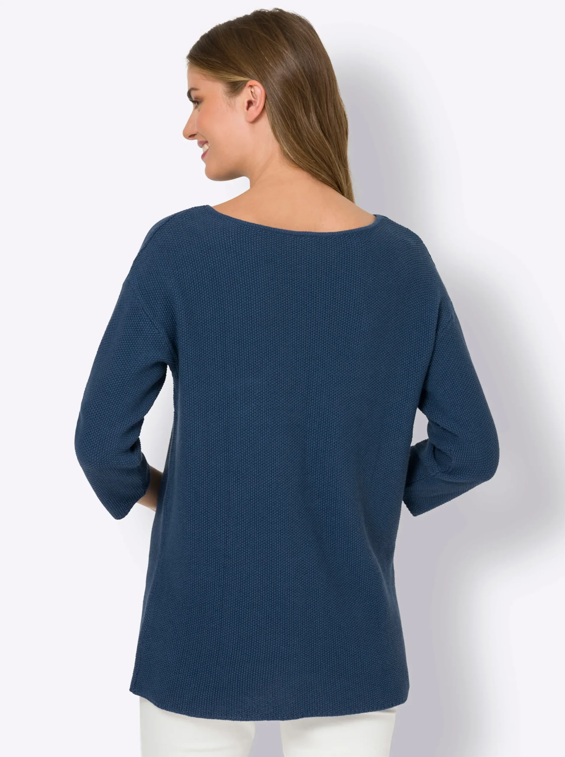 Pullover|heine Strickpullover mit Effekt-Strick jeansblau