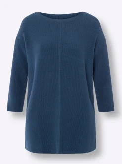 Pullover|heine Strickpullover mit Effekt-Strick jeansblau